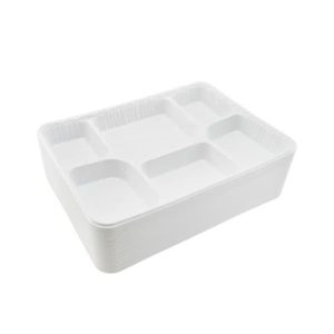 6 Comp Plastic Plates Rect White