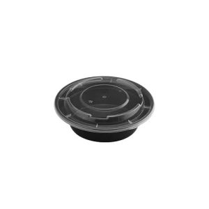 Microwave Round Container & Lid Black Base 12Oz 1x150