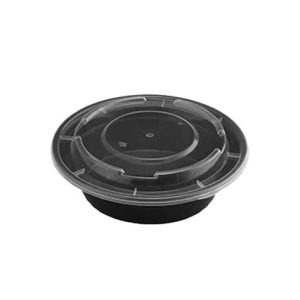 Microwave Round Container & Lid Black Base 32Oz 1x150
