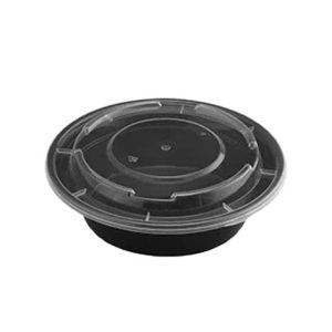 Microwave Round Container & Lid Black Base 48Oz 1x150